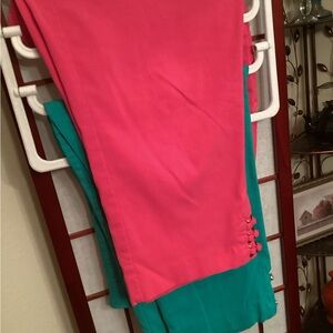 JM Collection Pink & Teal Capris